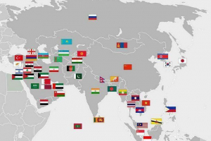 Mapa polityczna i lista wszystkich krajów azji z nazwiskami stolic